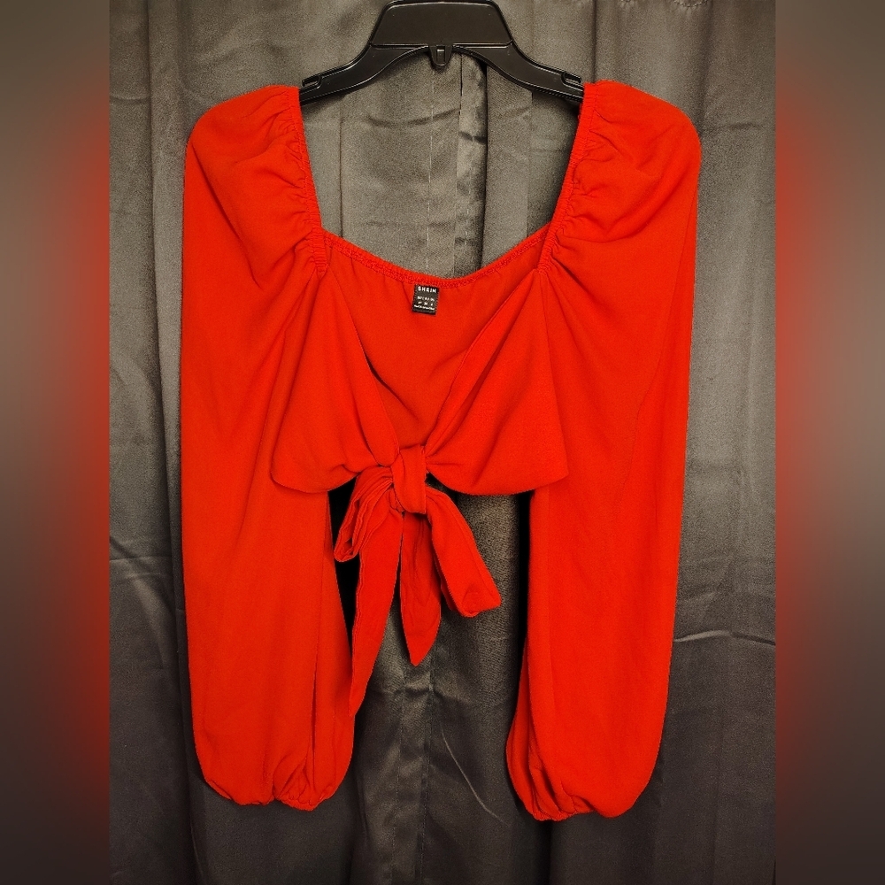 Shein Red Off-Shoulder Top with Knot Detail
